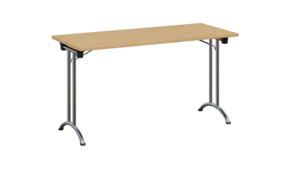 SLC 140 chrom skládací jednací stůl 1394x600, deska 25 mm, podnož chrom, deska javor horský